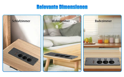 EU Desktop Power Strip with 5 AC Sockets & 4 USB Ports - 3250W Fast Charge