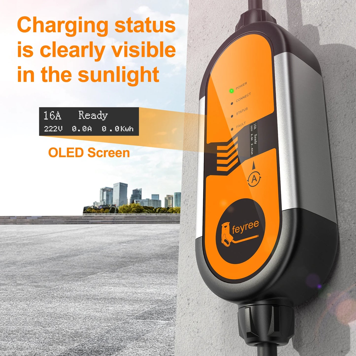 Portable 3.5KW Level 2 EV Charger - Type 2 Adjustable Charging Cable (5m)