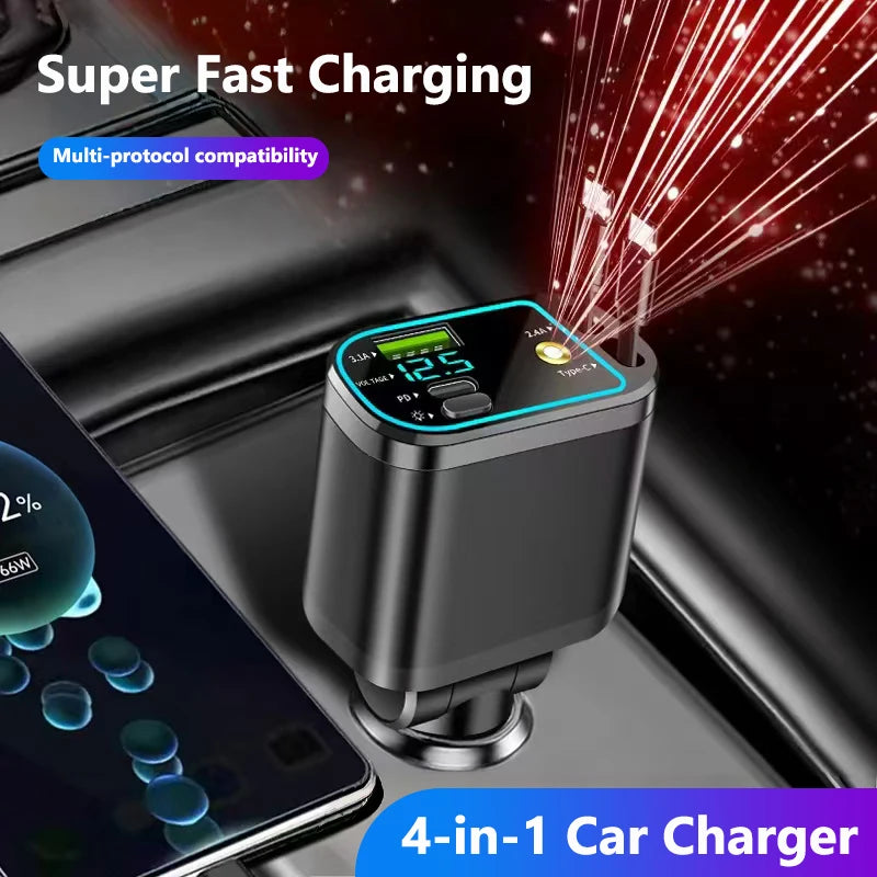 5-Port Car Charger with Fast Charging & Ambient Starry Light - 1
