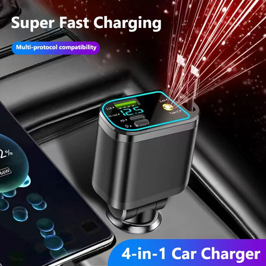 5-Port Car Charger with Fast Charging & Ambient Starry Light