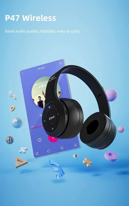 P47 Wireless Bluetooth 5.0 Foldable Stereo Gaming Headset
