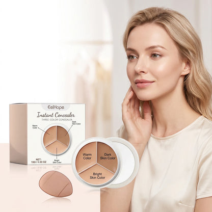 3-Color Cream Concealer Palette for Flawless Coverage & Contouring