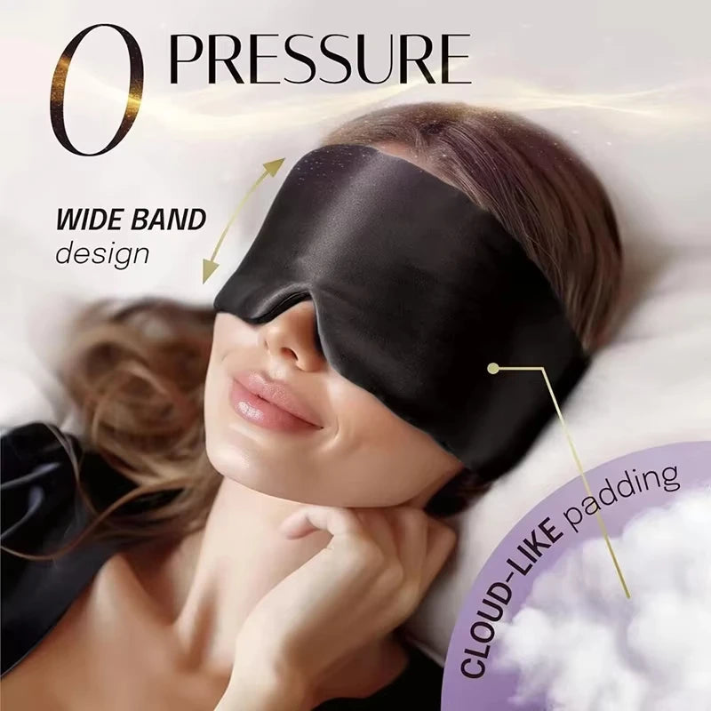 Soft Mulberry Silk Sleep Mask - Pressureless Blackout Eye Mask for Travel