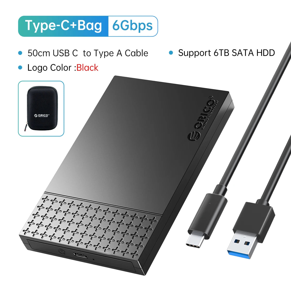 ORICO 2.5" USB-C Hard Drive Enclosure SATA to USB 3.1 SSD/HDD Adapter Case - 33