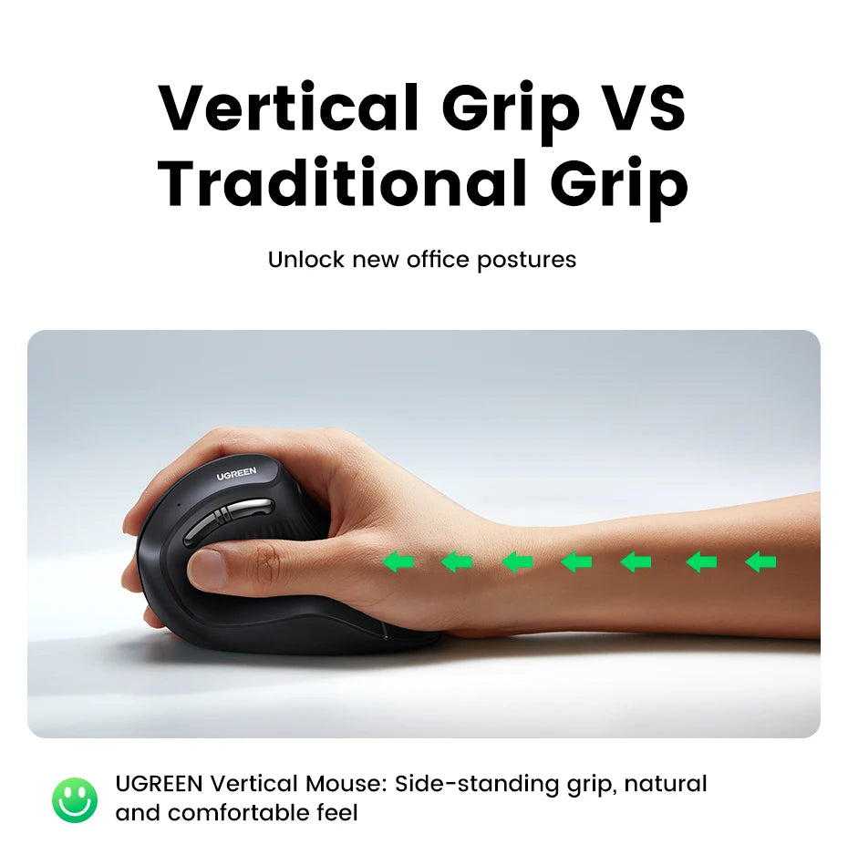 Ergonomic Wireless Vertical Mouse - Bluetooth & 2.4G Rechargeable Mouse
