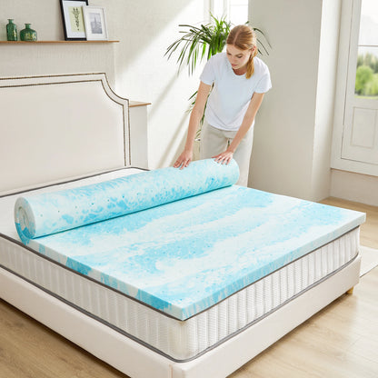2-Inch Gel Memory Foam Mattress Topper - Cooling & Pressure Relieving