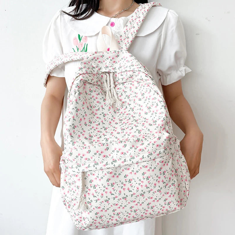 Luxury Floral Nylon School Backpack