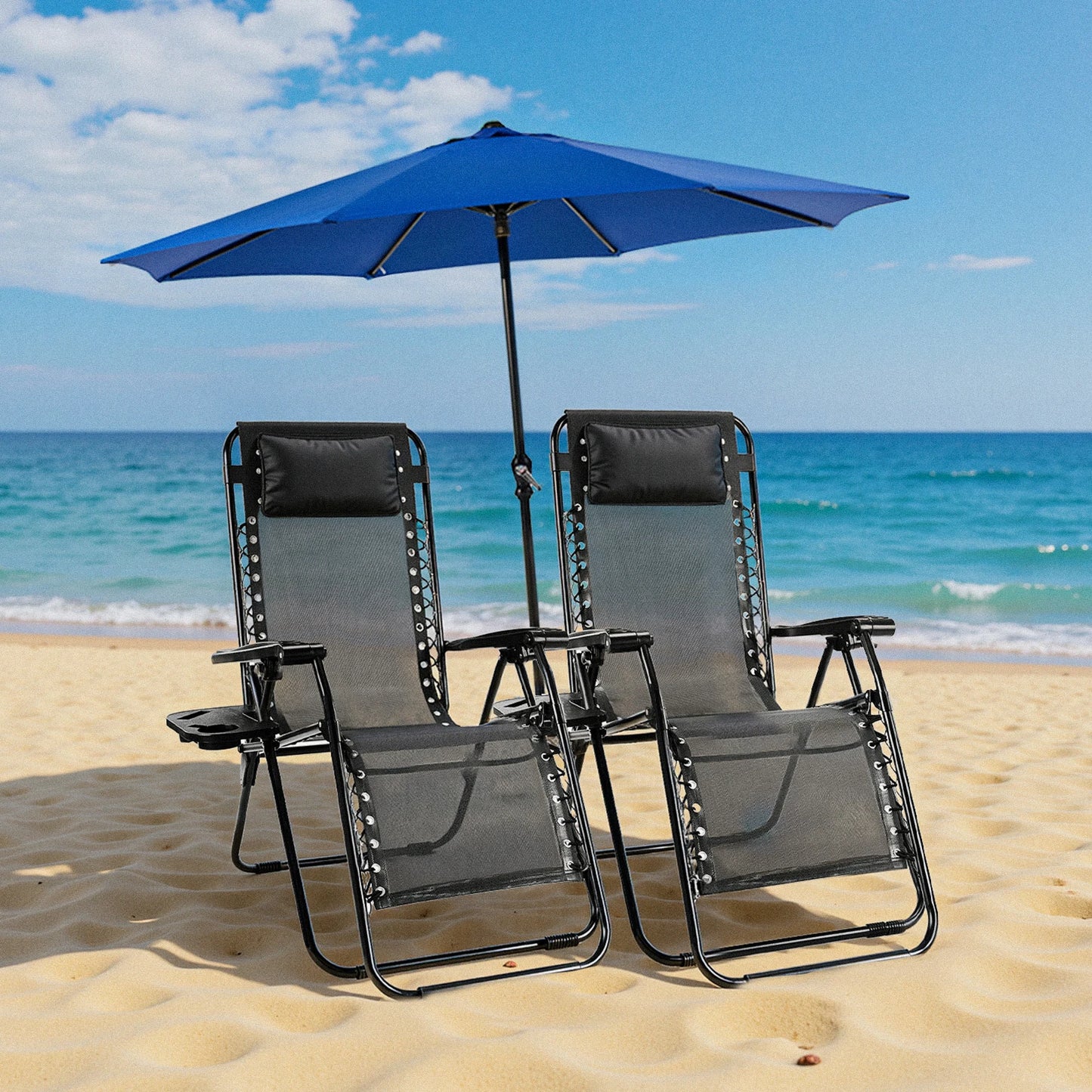 Zero Gravity Recliner Chair - Portable Folding Outdoor Lounge with Tray