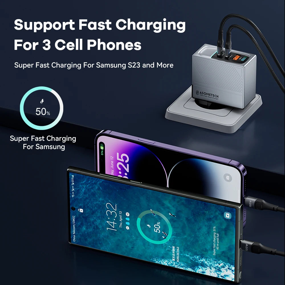100W GaN USB-C Fast Charger - Multi-Port PD Quick Charging Adapter