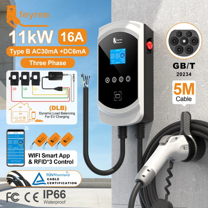 22kW 3-Phase Smart EV Wallbox Charger with WiFi, App Control & DLB