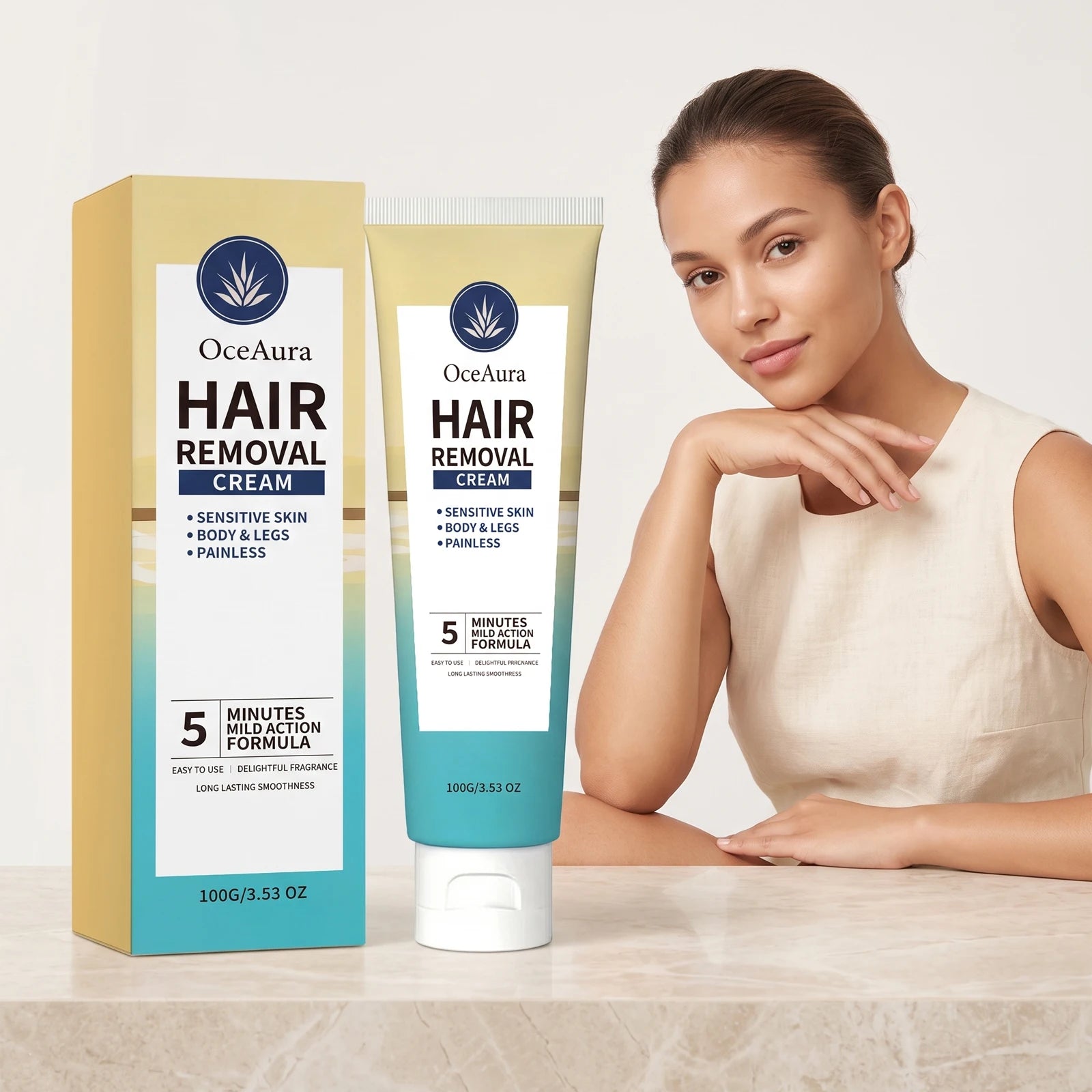 Painless Hair Removal Cream for Sensitive Skin - Fast Acting Depilatory Lotion - 1