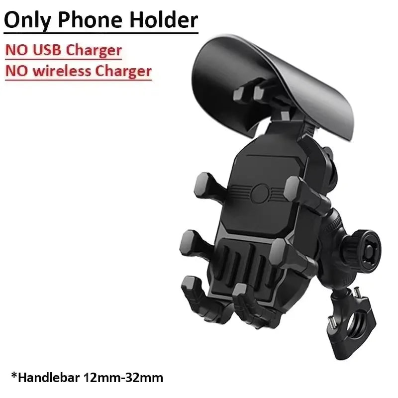 Motorcycle Phone Mount with 15W Wireless & 30W USB-C Fast Charger