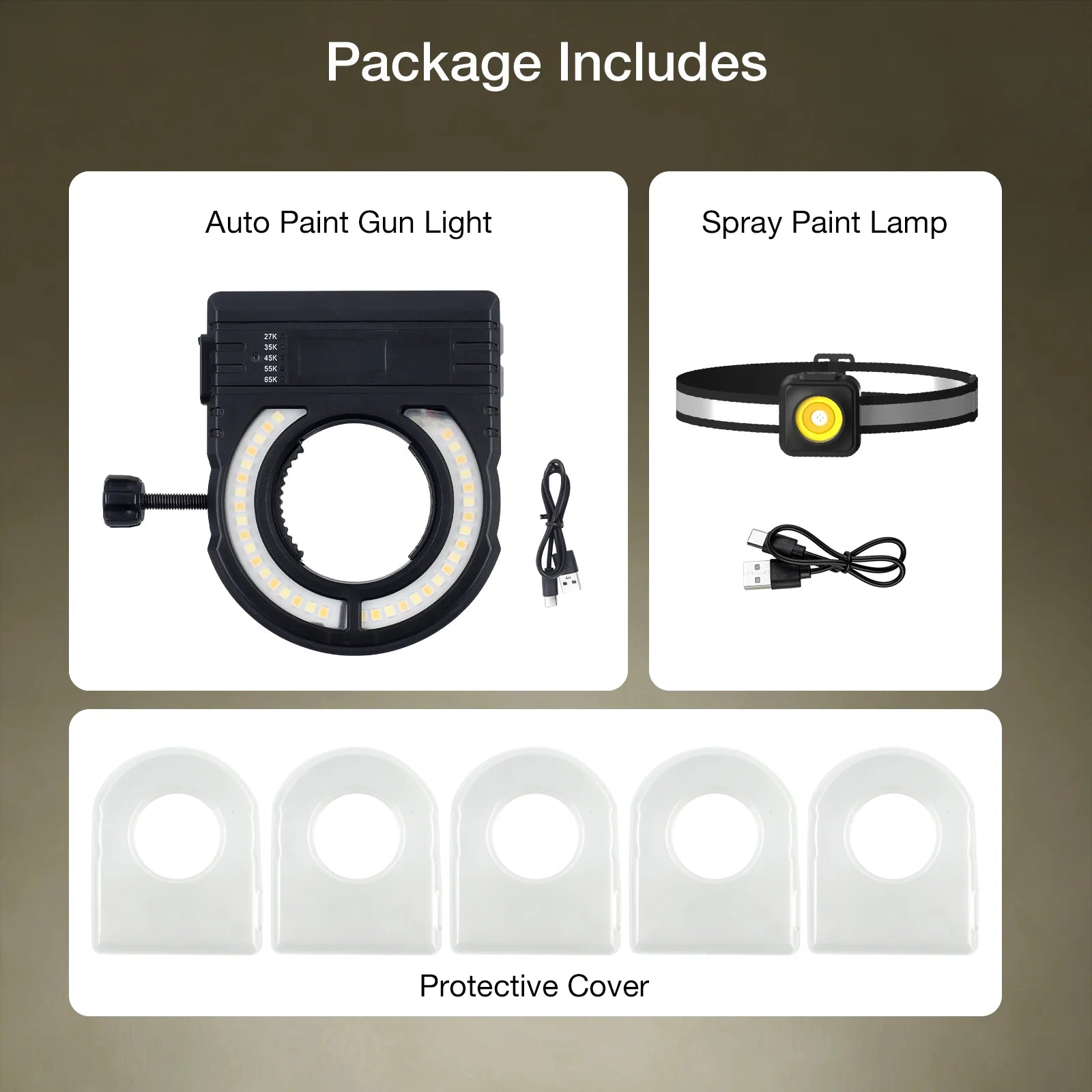 Rechargeable LED Spray Gun Light - Adjustable Car Paint Fill Light - 17