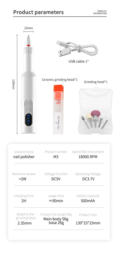 5-in-1 Cordless Electric Nail Drill Set for Professional Home Manicures