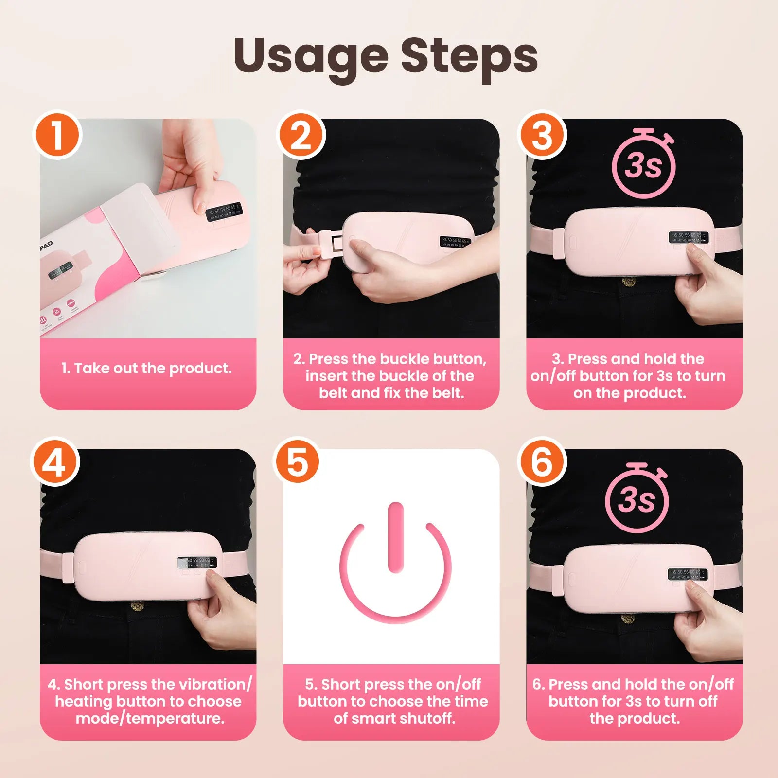 Portable Cordless Electric Heating Pad for Menstrual Cramp & Back Pain Relief - 18