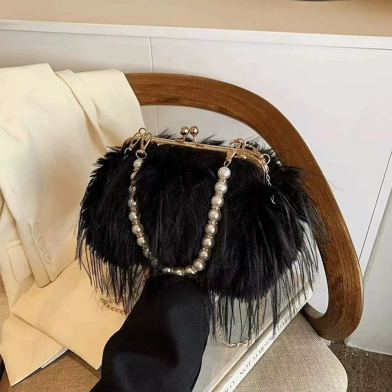 Luxury Plush Pearl Handbag