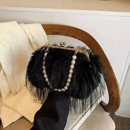 Luxury Plush Pearl Handbag