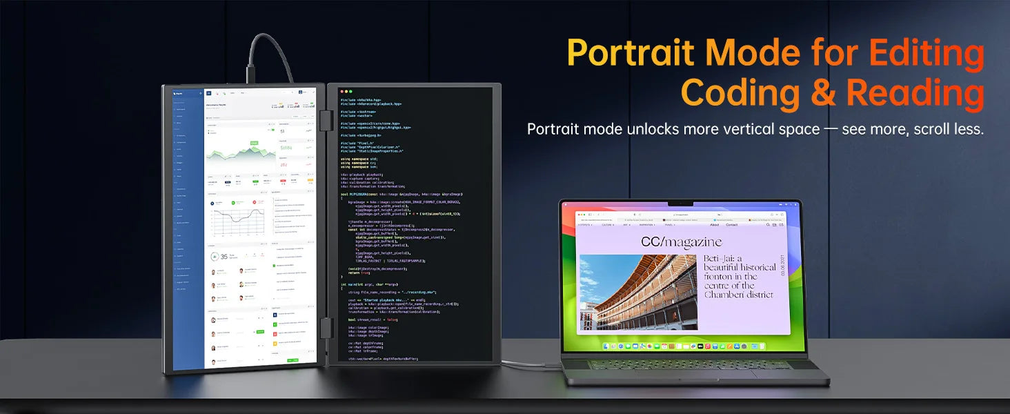15.6" Dual Portable Laptop Monitor - 1080P FHD Stacked Screen Extender - 17