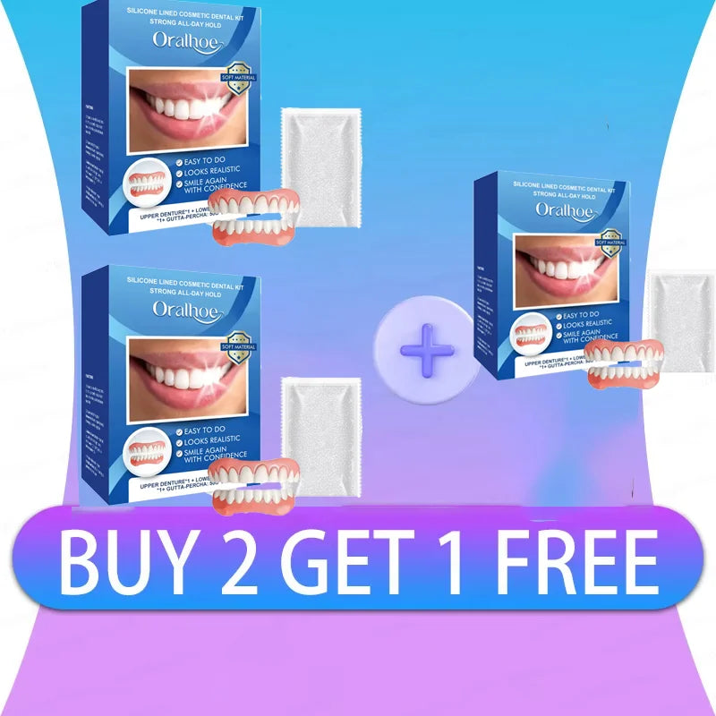 Natural Silicone Cosmetic Dentures - Instant Smile Comfort Fit Teeth Veneers - 9