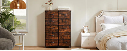 10-Drawer Fabric Dresser Storage Organizer with Sturdy Steel Frame