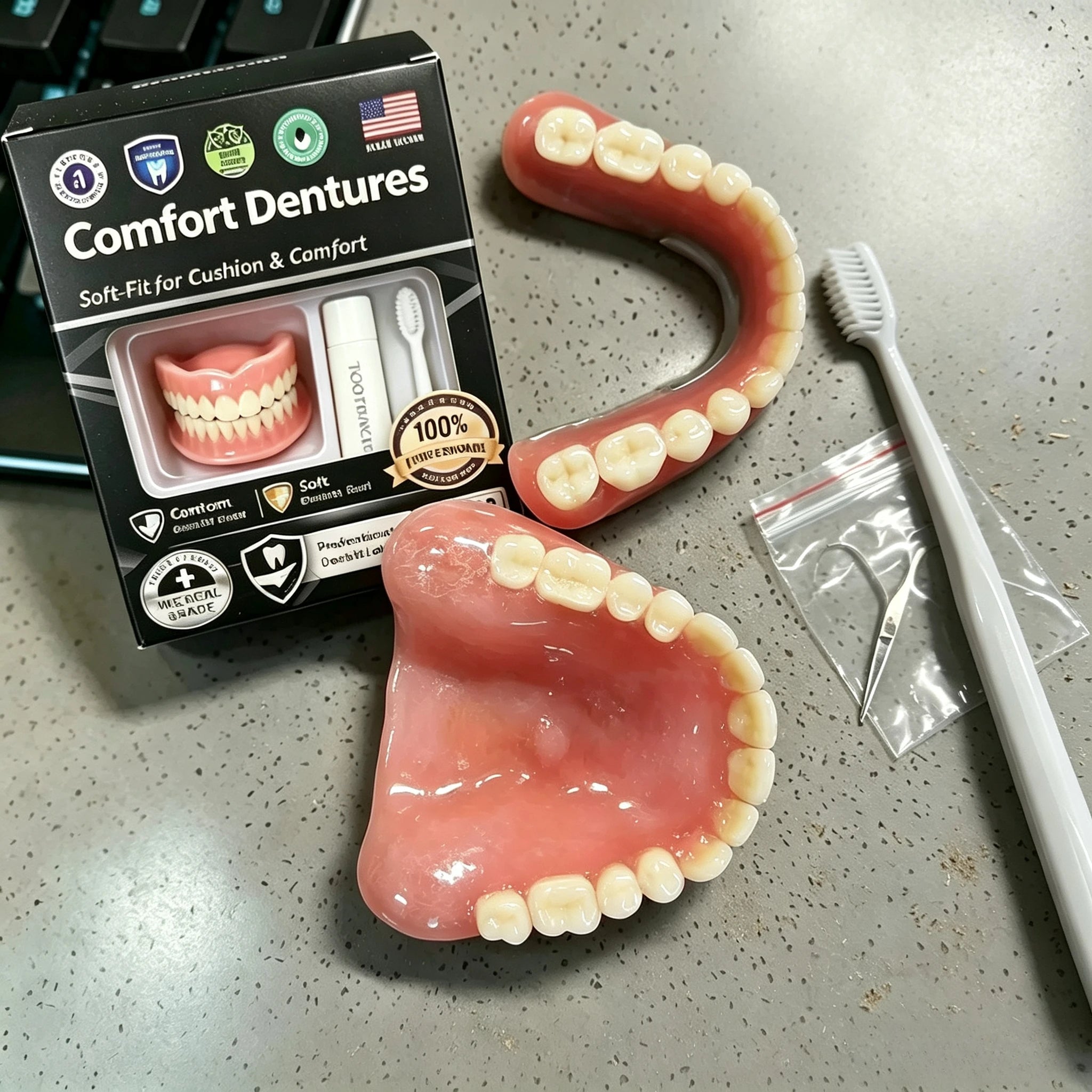 Instant Smile Comfort Dentures - Realistic Moldable False Teeth Kit - 7