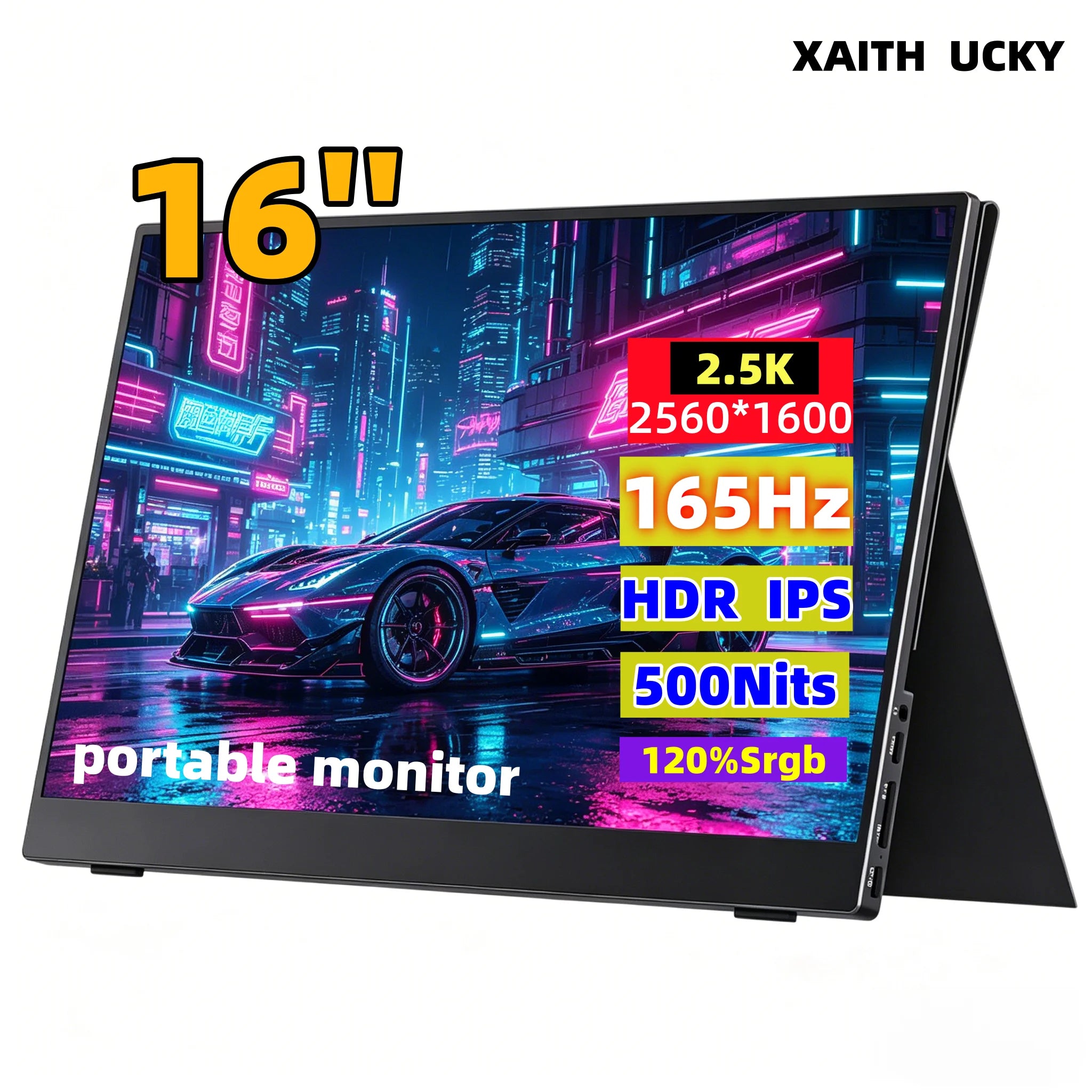 16-inch 2.5K 165Hz Portable Monitor - QHD Travel Display for Laptop - 1