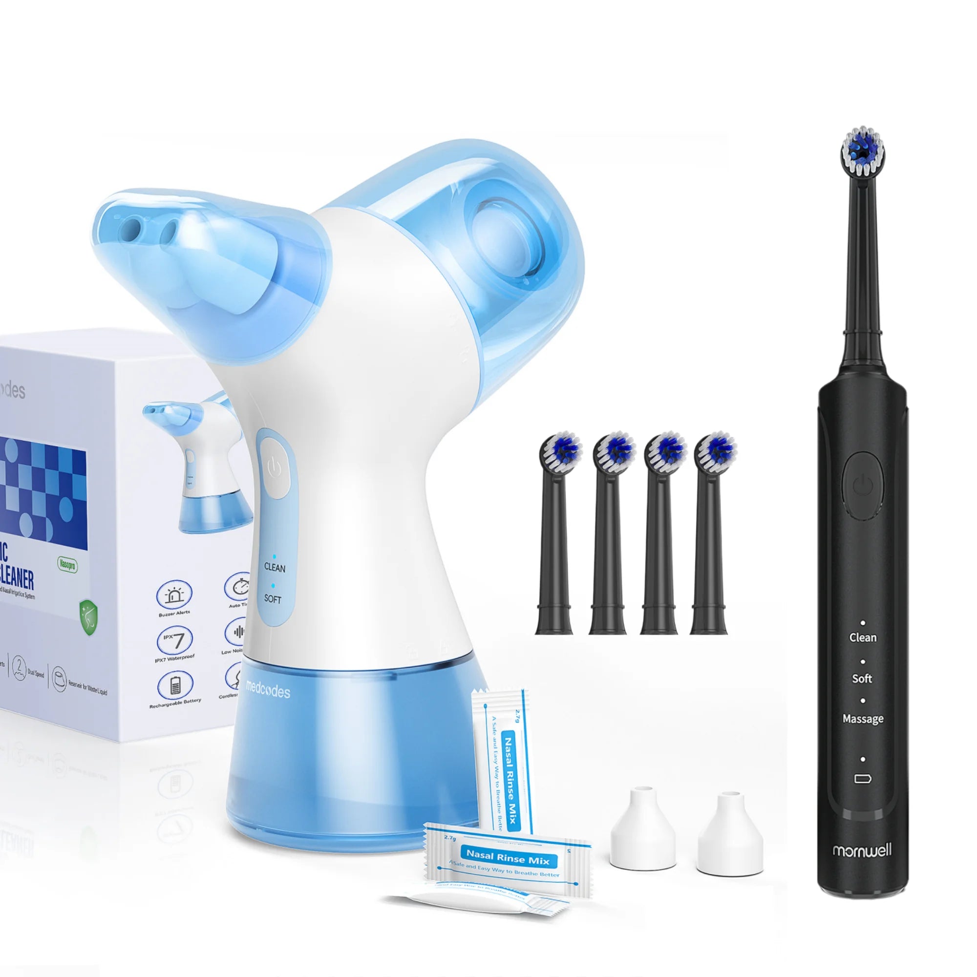Electric Nasal Irrigator & Sonic Toothbrush Combo Kit for Oral & Sinus Relief - 26