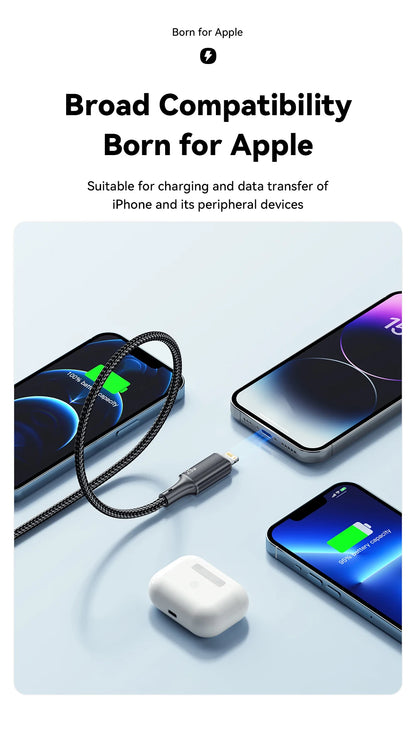 29W PD Fast Charging USB-C to Lightning Cable for iPhone & iPad