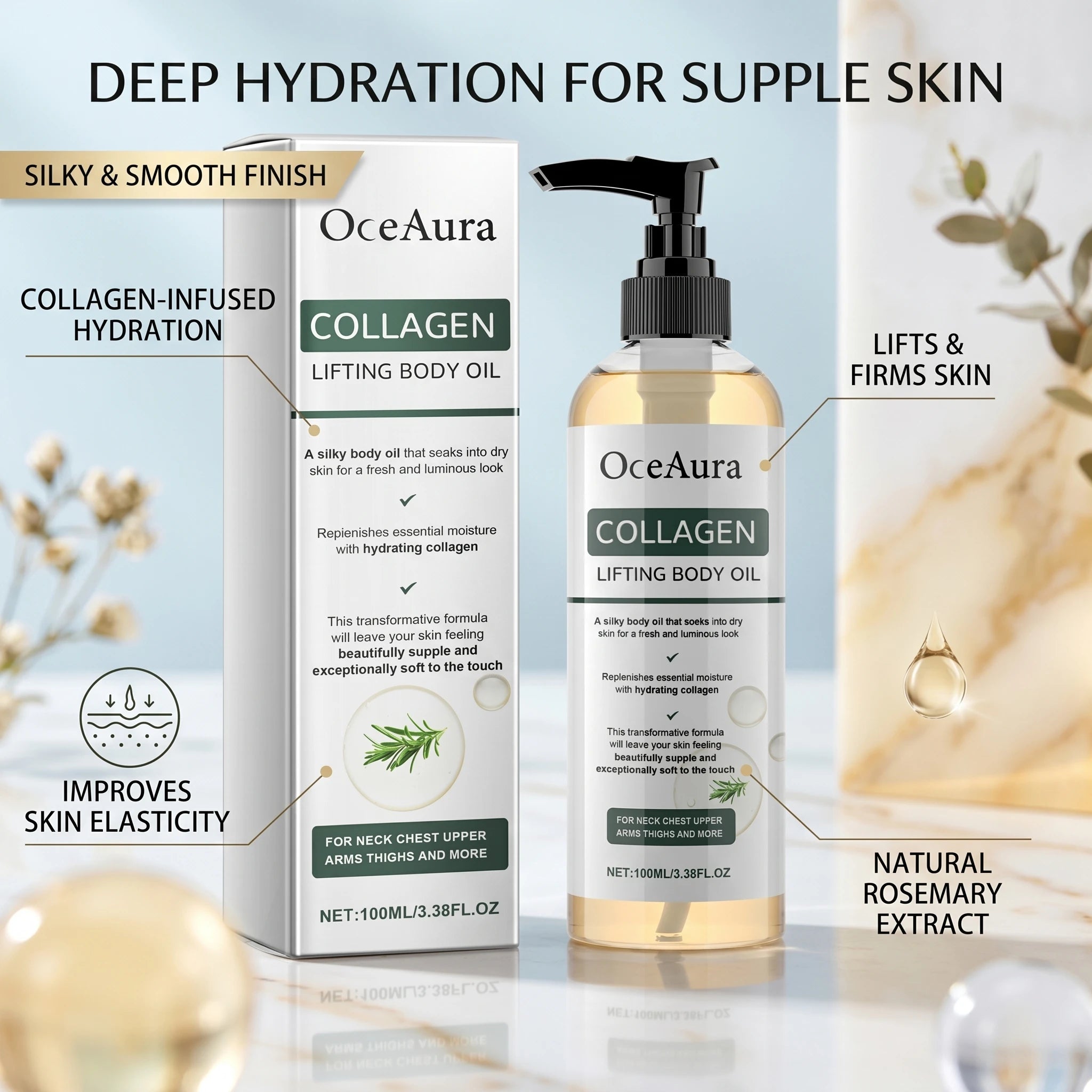 Collagen Body Firming Oil - Hydrating & Tightening Skin Care Treatment - 2