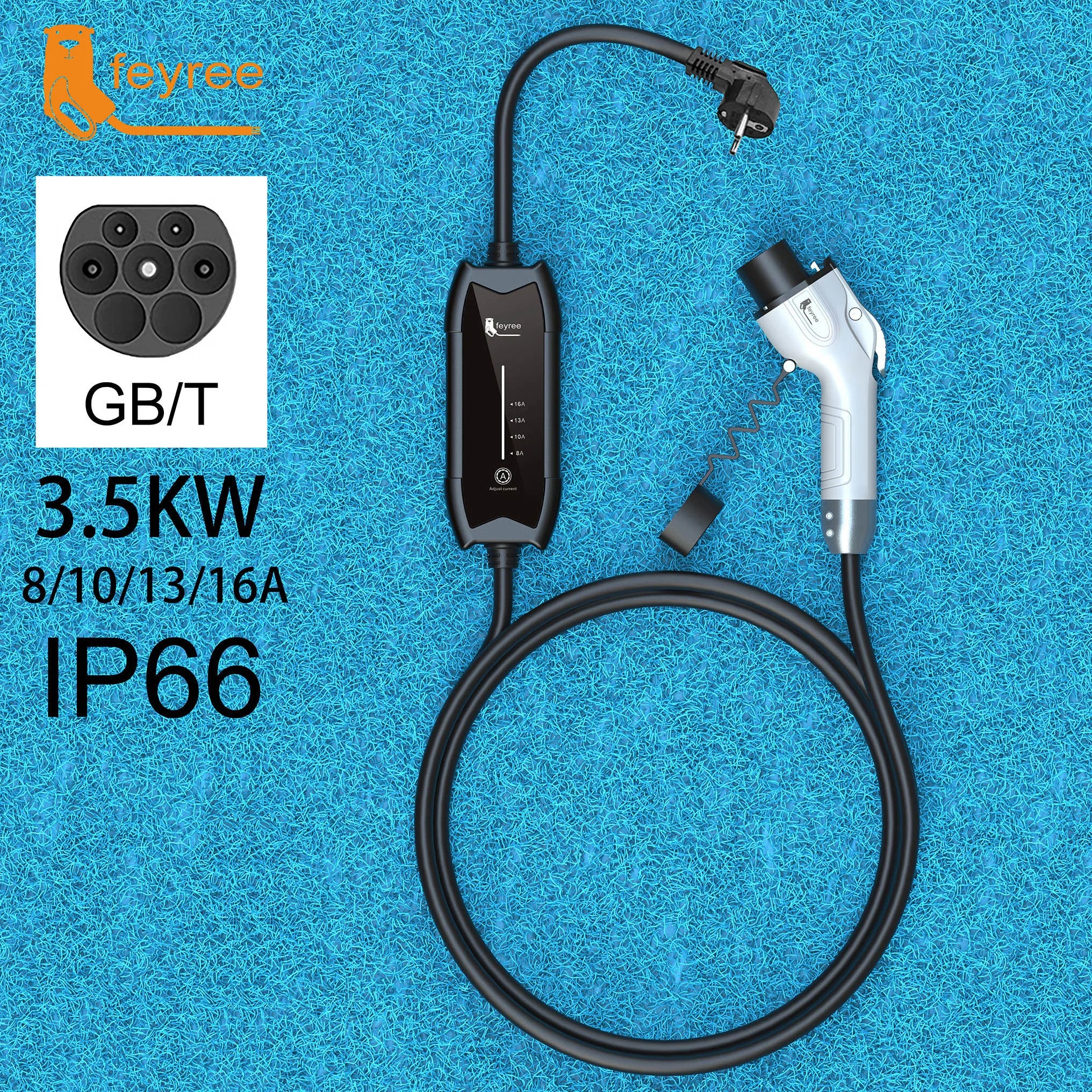 Portable EV Charger 3.5KW Level 2 Electric Vehicle Charging Cable 16A - 23