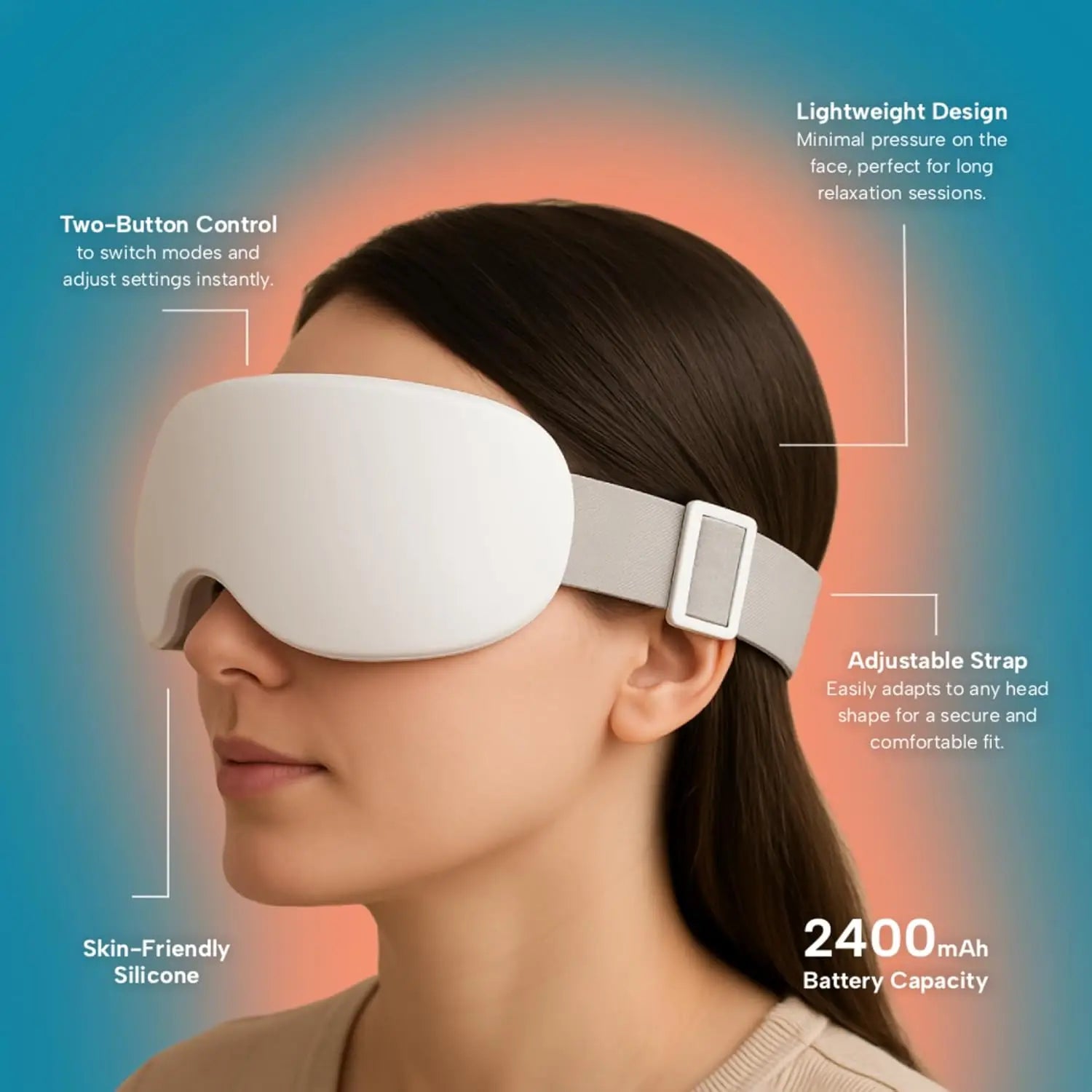 Smart Eye Massager with Cooling & Vibration for Eye Strain and Puffiness Relief - 11