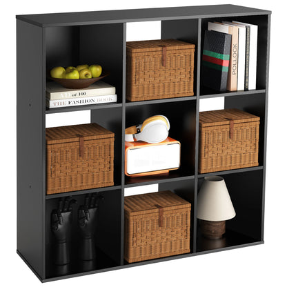 9-Cube Wooden Storage Organizer - Modern Open Bookshelf & Display Unit