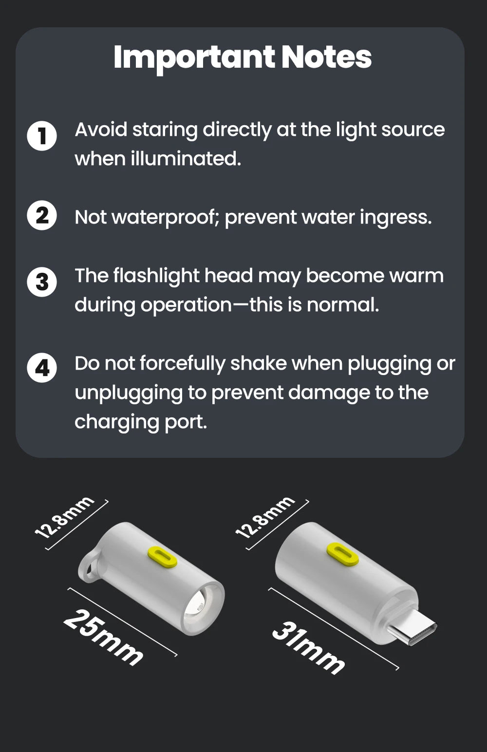 Mini Type-C Portable Keychain LED Flashlight – Compact & Powerful