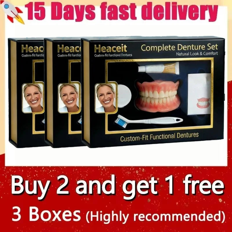 Natural-Looking Silicone Fake Teeth Set - Comfortable Upper & Lower Smile Veneers