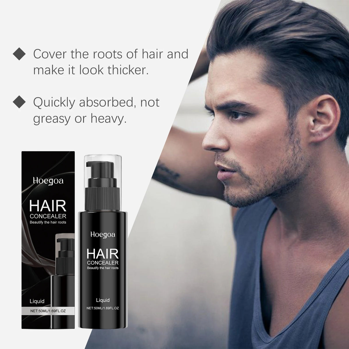 Instant Hairline & Root Concealer – Natural Gray Hair Coverage & Volume Filler