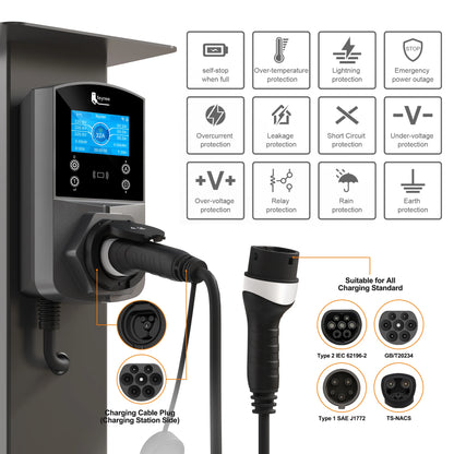 22KW Smart EV Wallbox Charger - WiFi App Control & Weatherproof EVSE
