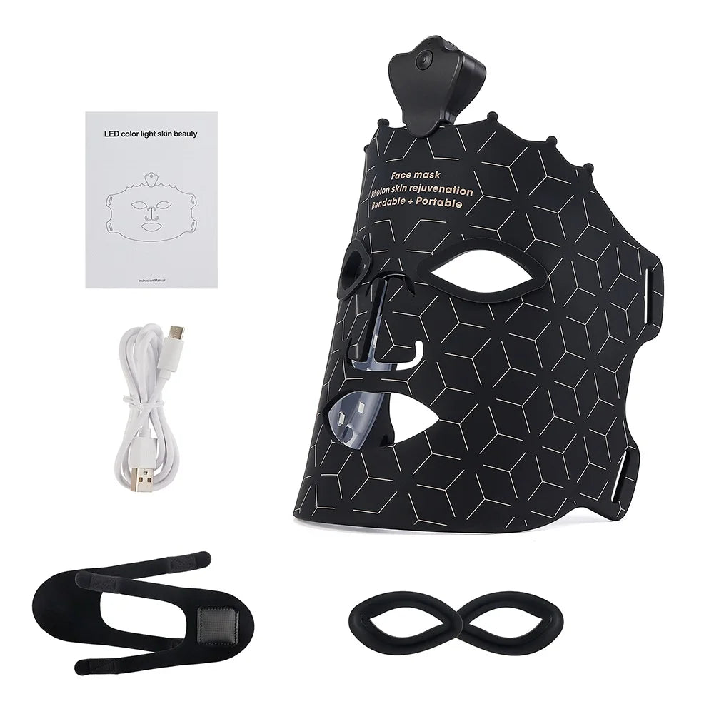 Wireless 7-Color LED Light Therapy Silicone Face Mask for Skin Care - 32