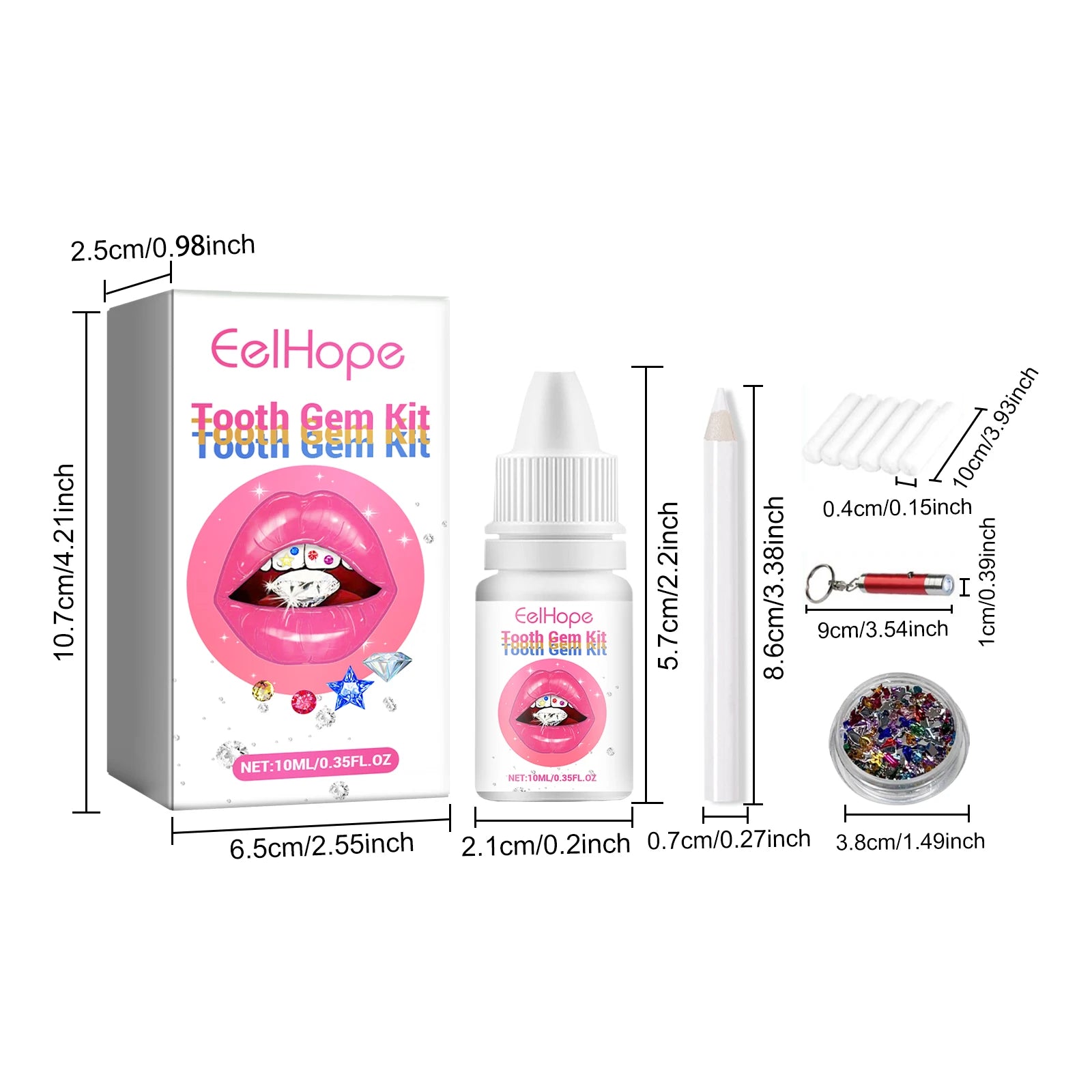 Professional DIY Tooth Gem Kit with UV Light for Sparkling Dental Jewelry - 8