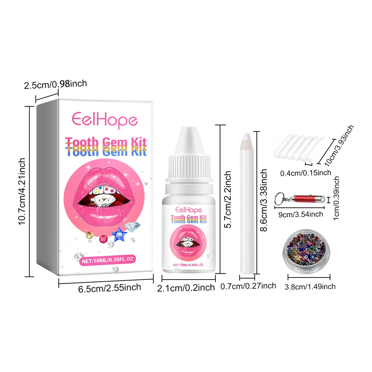 Professional DIY Tooth Gem Kit with UV Light for Sparkling Dental Jewelry