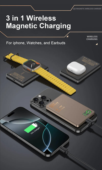 Magnetic Wireless Power Bank 5000mAh/10000mAh for iPhone 16-12 & Watch