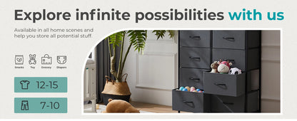 10-Drawer Fabric Dresser Organizer with Sturdy Steel Frame Storage Unit