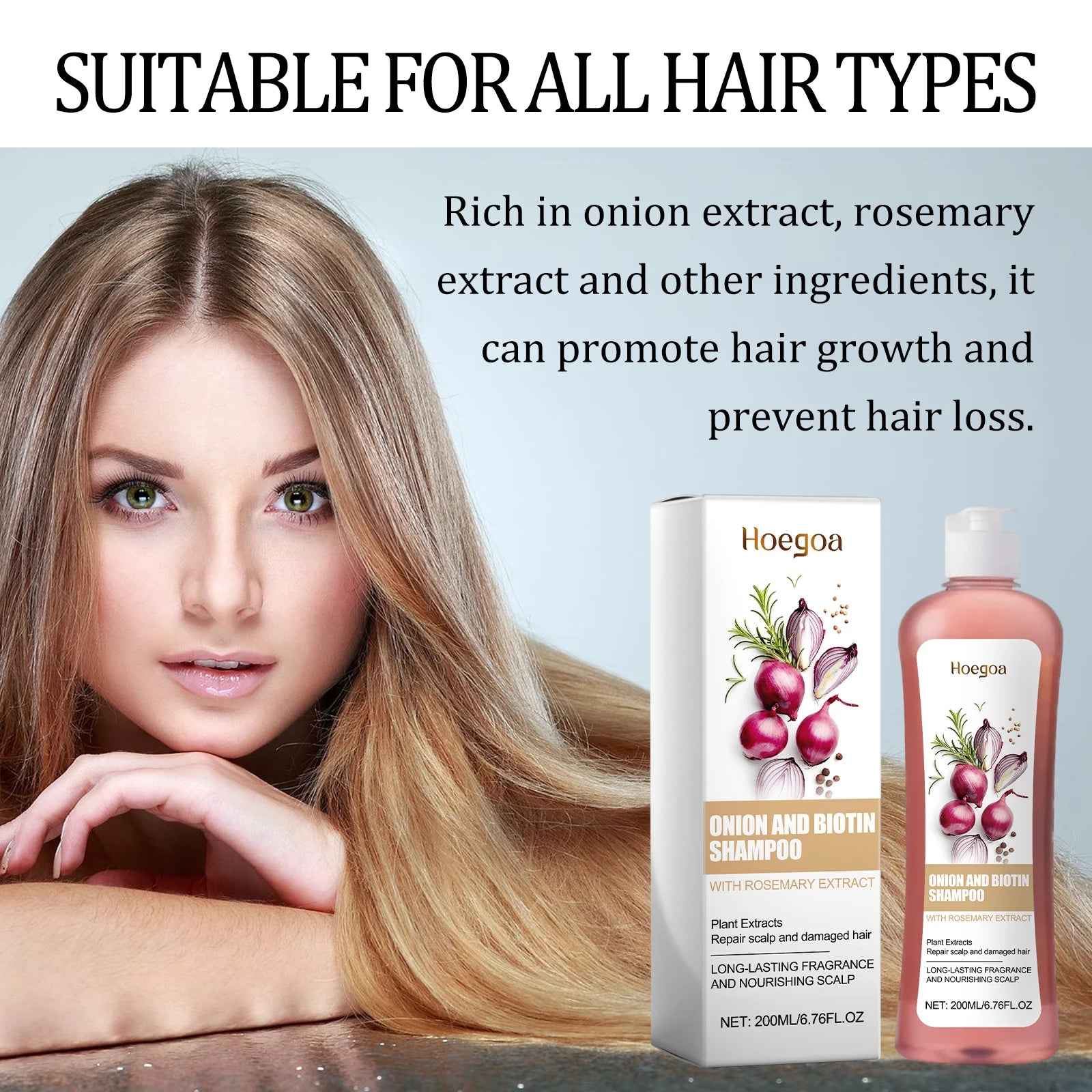 Onion & Biotin Hair Repair Shampoo - Nourishing Scalp & Anti-Dandruff Treatment - 9