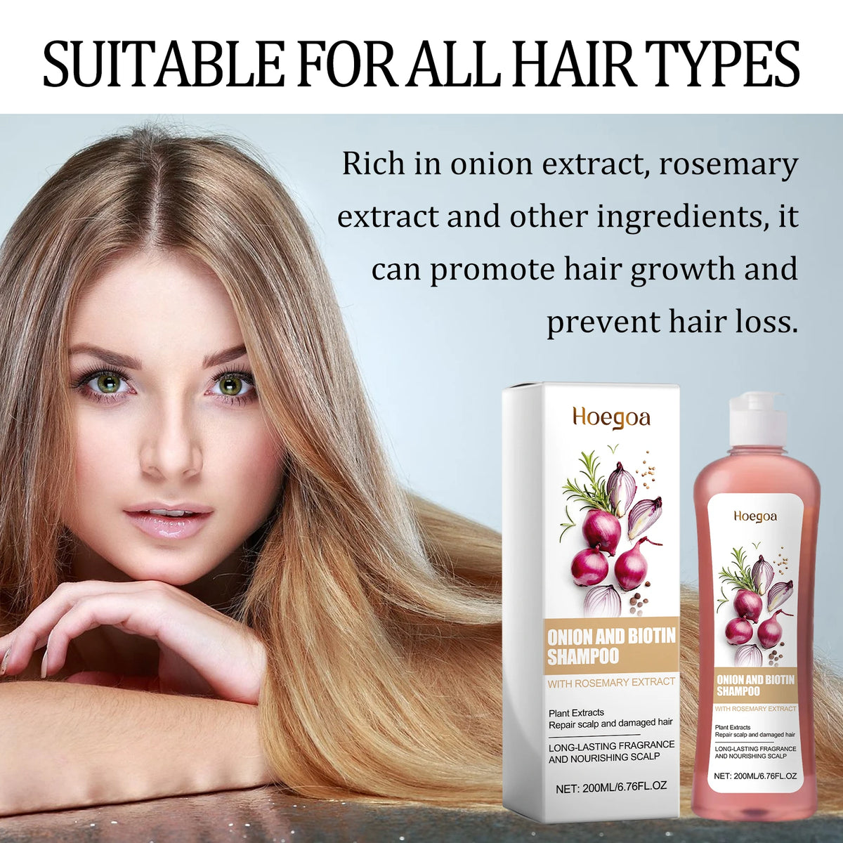 Onion & Biotin Hair Repair Shampoo - Nourishing Scalp & Anti-Dandruff Treatment
