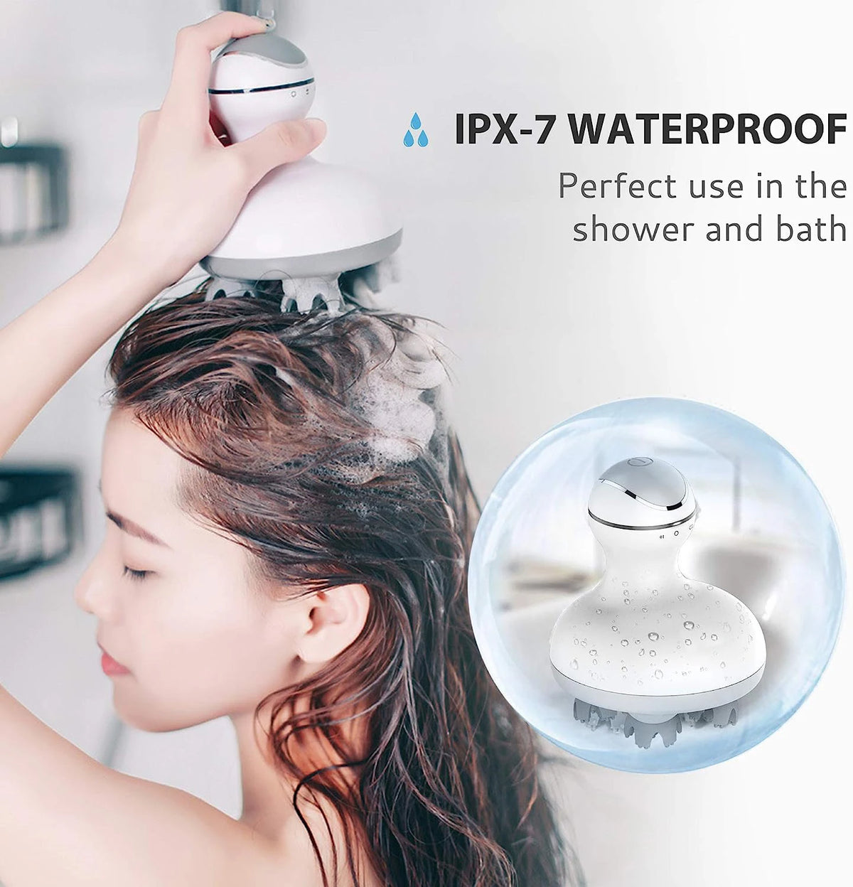 Electric Scalp Massager - Waterproof Handheld Head Scratcher for Stress Relief