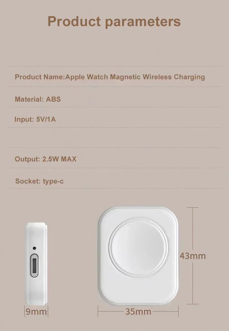 Magnetic Wireless Fast Charger for Apple Watch Series 1-9 & Ultra