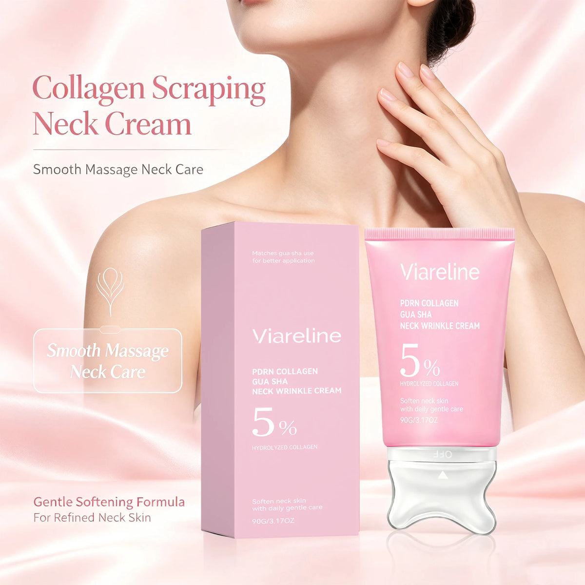 Collagen Neck Firming Cream with Integrated Gua Sha Massage Applicator
