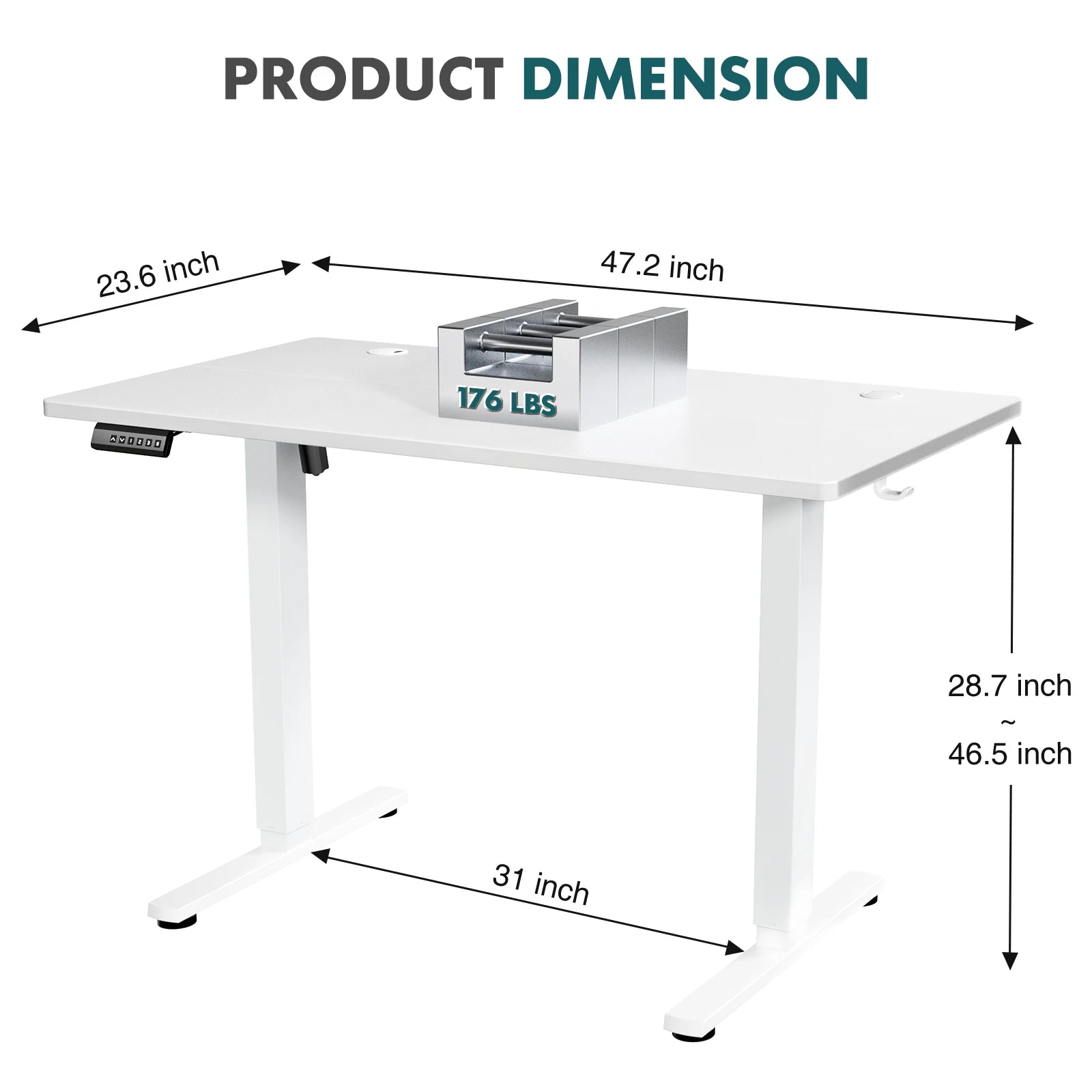 Electric Standing Desk - Height Adjustable Sit-Stand Computer Workstation - 19