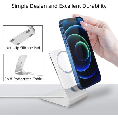 Aluminum MagSafe Charging Stand - Ergonomic Desk Phone Holder for iPhone