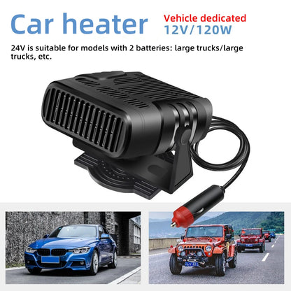 2-in-1 Car Heater and Cooling Fan - 12V/24V Windshield Defroster & Demister