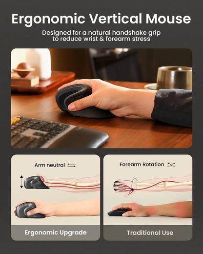 ProtoArc Wireless Ergonomic Vertical Mouse - Rechargeable Bluetooth Optical